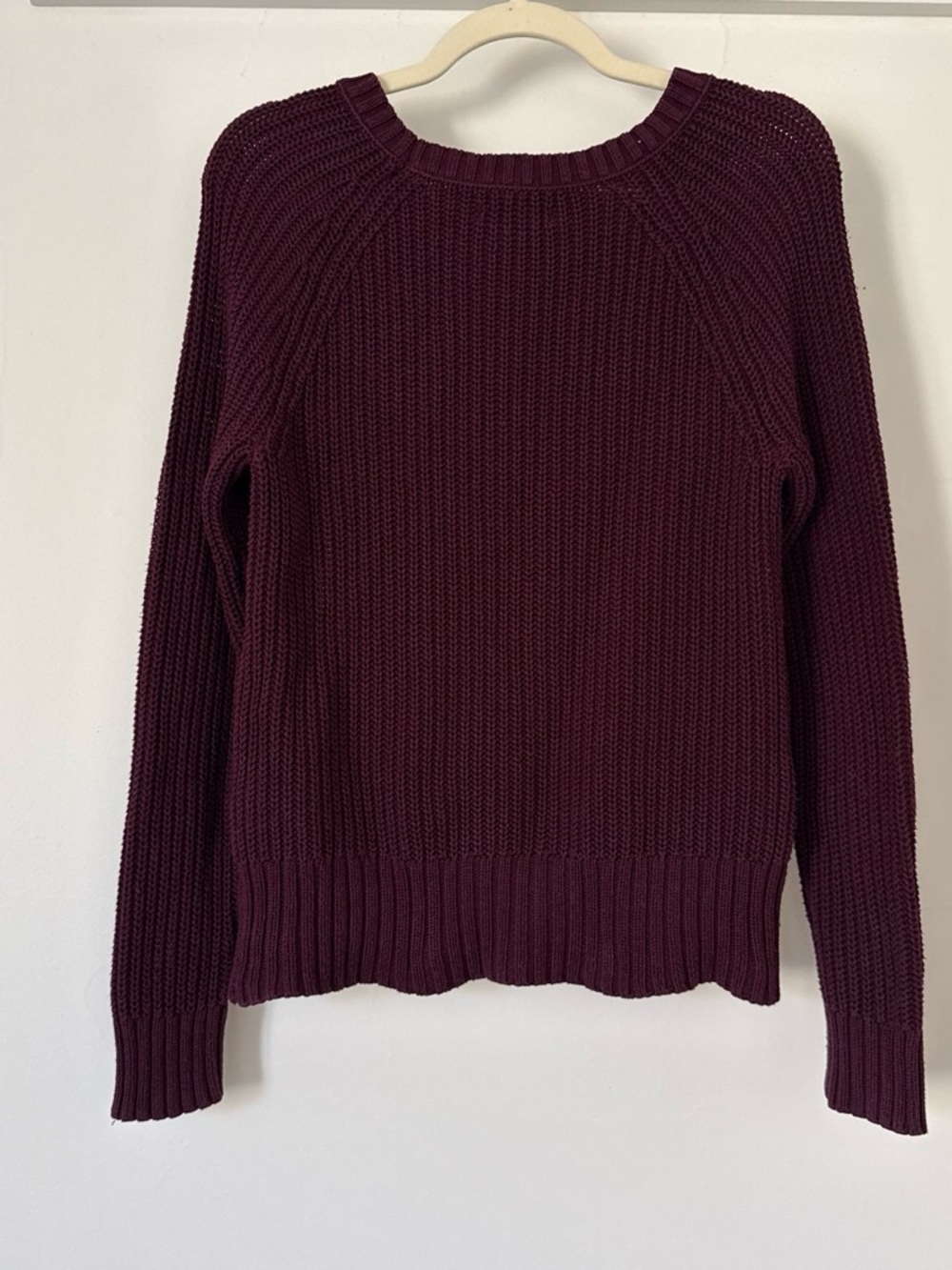 100% Cotton American Eagle Outfitters Ribbed Crewneck Sweater - Burgundy